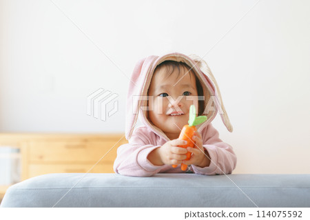 Baby in a rabbit's costume Baby in a rabbit's costume 114075592