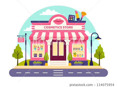 Cosmetics Store Vector Illustration with Girl Skincare, Cosmetic, Perfume, Makeup and Beauty Products Choice in in Flat Cartoon Background Cosmetics Store Vector Illustration with Girl Skincare, Cosmetic, Perfume, Makeup and Beauty Products Choice in in Flat Cartoon Background 114075954