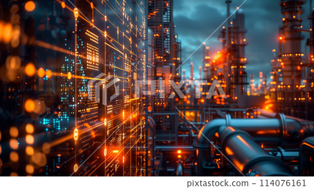 A city skyline with a lot of lights and a lot of buildings A city skyline with a lot of lights and a lot of buildings 114076161