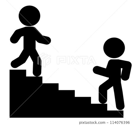 棍子人物在樓梯上互相擦肩而過 棍子人物在樓梯上互相擦肩而過 114076396
