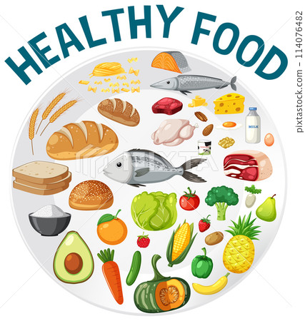 Assorted Healthy Food Choices Illustration 114076482
