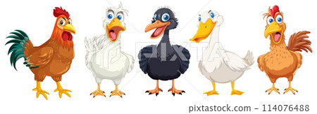 Colorful Assortment of Cartoon Birds Colorful Assortment of Cartoon Birds 114076488