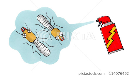 Termites being sprayed with insecticide 114076492