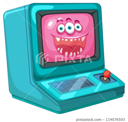Happy Cartoon Computer Character Illustration 114076503
