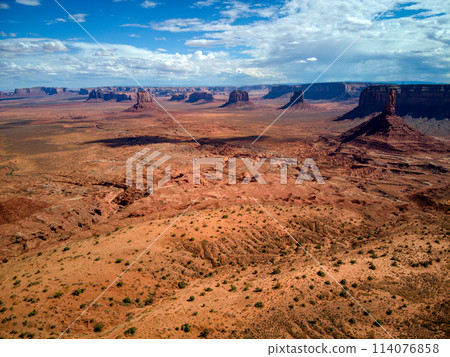 Aerial View of Desert Landscape With Mountains Aerial View of Desert Landscape With Mountains 114076858