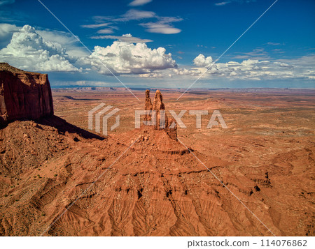 Aerial View of Desert With Mountain in Background Aerial View of Desert With Mountain in Background 114076862