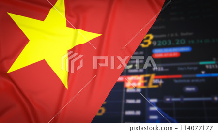 The Vietnam flag on chart background for Business concept 3d rendering. 114077177