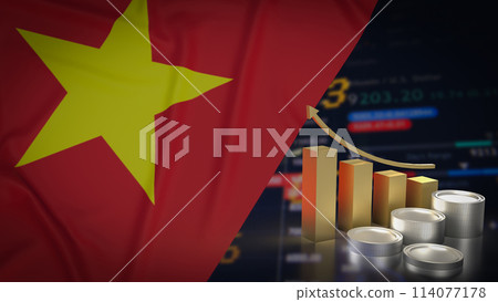 The Vietnam flag on chart background for Business concept 3d rendering. 114077178