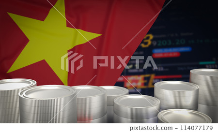 The Vietnam flag on chart background for Business concept 3d rendering. 114077179