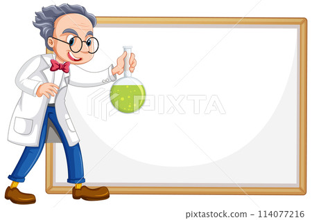 Scientist Presenting Research on Whiteboard 114077216
