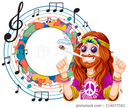 Hippie Lifestyle and Musical Harmony Illustration Hippie Lifestyle and Musical Harmony Illustration 114077502