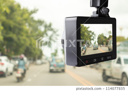 Car CCTV camera video recorder for driving safety on the road 114077835