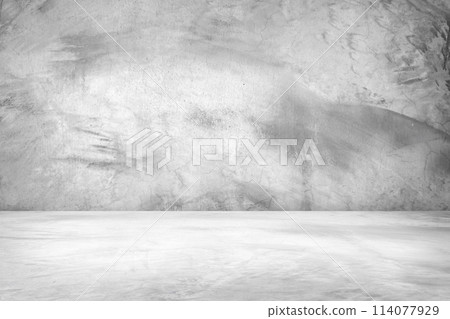 Empty gray concrete floor studio room background 114077929