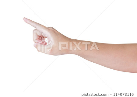man hand touching or pointing to something isolated on white background man hand touching or pointing to something isolated on white background 114078116