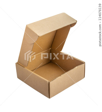Mockup brown cardboard box isolated on white background Mockup brown cardboard box isolated on white background 114078139