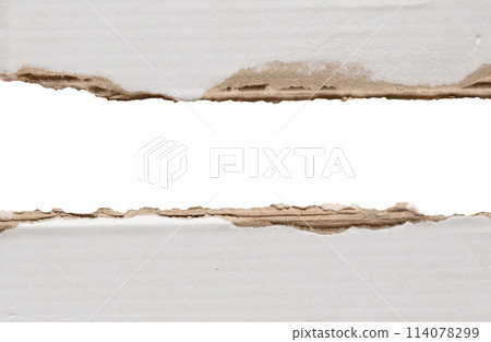White ripped paper torn edges strips isolated on white background 114078299