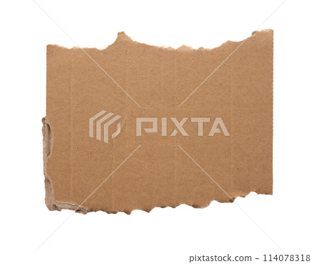 Brown Cardboard paper piece isolated on white background Brown Cardboard paper piece isolated on white background 114078318