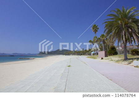 淡路島/甘海岸海灘/潔白的沙灘和清澈的海水 淡路島/甘海岸海灘/潔白的沙灘和清澈的海水 114078764