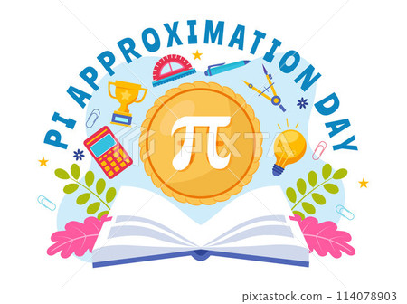 Pi Approximation Day Vector Illustration on July 22 with Mathematical Constants, Greek Letters or Baked Sweet Pie in Flat Cartoon Background 114078903