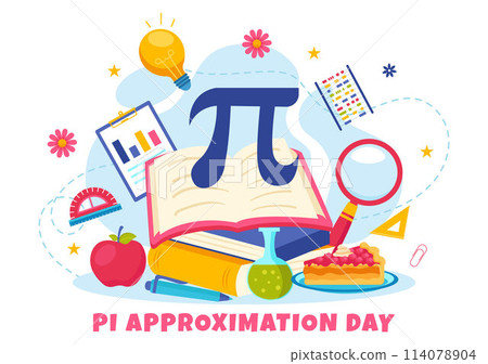 Pi Approximation Day Vector Illustration on July 22 with Mathematical Constants, Greek Letters or Baked Sweet Pie in Flat Cartoon Background 114078904