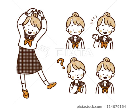 Sailor suit student facial expression illustration icon set Sailor suit student facial expression illustration icon set 114079164