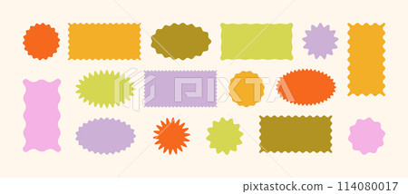 Zig zag Wavy Edge Rectangle, Oval, Circle Shapes Set. Vector Jagged Geometric Frame. Abstract Elements Zig zag Wavy Edge Rectangle, Oval, Circle Shapes Set. Vector Jagged Geometric Frame. Abstract Elements 114080017
