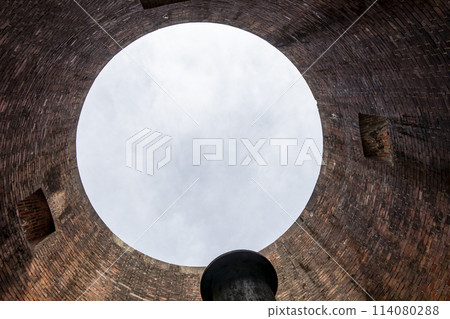 Inside the brick water tower 114080288