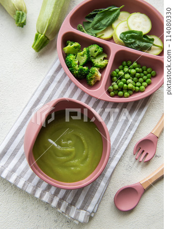 Healthy baby food in bowl 114080330