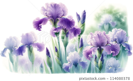 Watercolor-style iris flowers Watercolor-style iris flowers 114080378