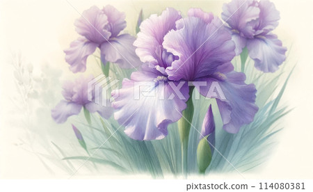 Watercolor-style iris flowers Watercolor-style iris flowers 114080381