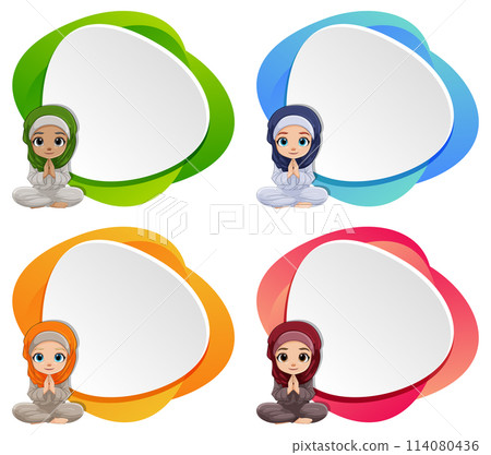 Colorful Speech Bubbles and Cute Characters 114080436