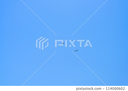 滑翔機在和煦的春風和藍天的風景中飛翔 滑翔機在和煦的春風和藍天的風景中飛翔 114080602