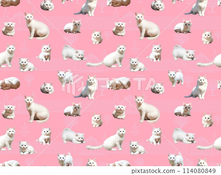 White cat seamless pattern② B-4' White cat seamless pattern② B-4' 114080849