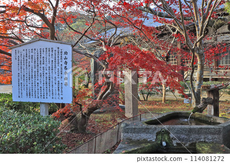 The autumn leaves and famous water in the grounds of Kosanji Temple, a popular tourist spot in Shimonoseki City 114081272