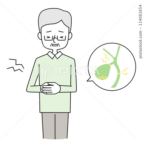 一位患有膽結石疼痛的老人的插圖 114081654