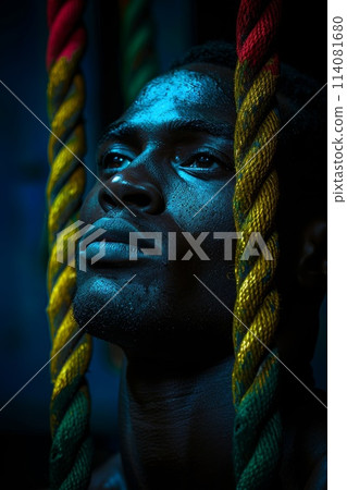The concept of human trafficking. Portrait of an African man. Abolition of Slavery Day in the United States The concept of human trafficking. Portrait of an African man. Abolition of Slavery Day in the United States 114081680