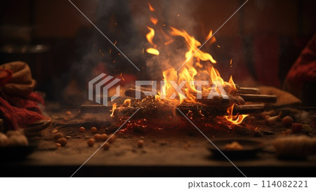 Happy lohri. Celebrating the warmth of cultural traditions and the joy of Lohri festival in Punjab: a vibrant cultural celebration of music, dance, and bonfires 114082221