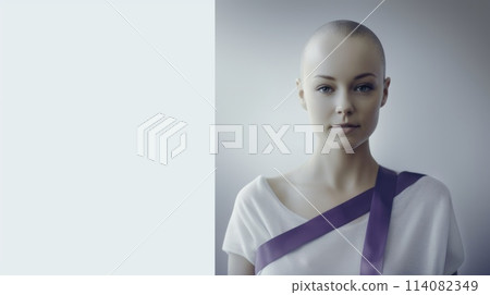 Unite for hope: a world of compassion against cancer, captured through the poignant symbol of a cancer ribbon on World Cancer Day. 114082349