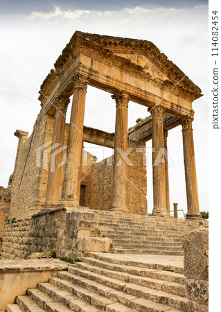 The Capitol. Dougga Roman city ruins. Tunisia. Africa 114082454