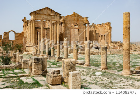 View of Capitolium Temples in archeological site of Sufetula 114082475