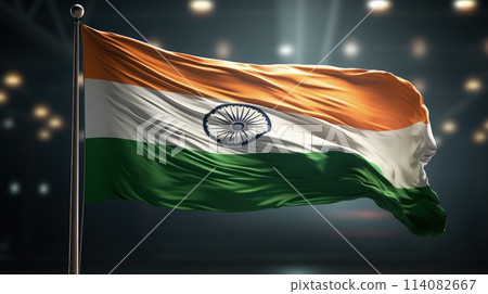 India Republic Day. A vibrant scene unfolds on India Republic Day: Tri-color flags flutter in the patriotic breeze as people celebrate democracy, unity, and national pride. India Republic Day. A vibrant scene unfolds on India Republic Day: Tri-color flags flutter in the patriotic breeze as people celebrate democracy, unity, and national pride. 114082667