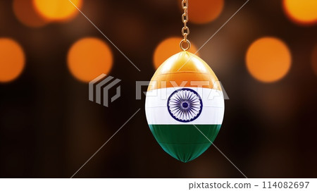 India Republic Day. A vibrant scene unfolds on India Republic Day: Tri-color flags flutter in the patriotic breeze as people celebrate democracy, unity, and national pride. 114082697