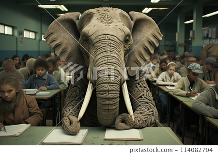 Whimsical world imagining animals in human roles playful anthropomorphic scenes creative and comical wildlife in human situations surreal and amusing animal behavior fantasy illustrations of animals. 114082704