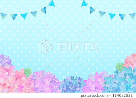 Hydrangea and garland frame background 114082821