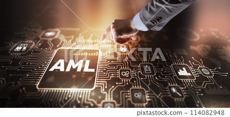 AML Anti Money Laundering Financial Bank Business Technology Concept AML Anti Money Laundering Financial Bank Business Technology Concept 114082948