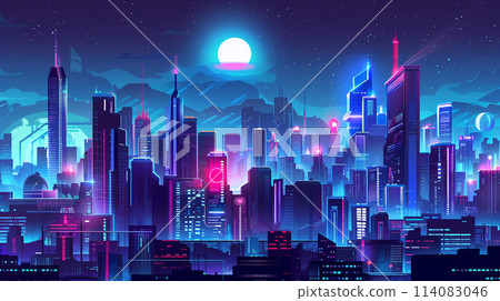 略帶未來感的夜晚城市景觀 114083046