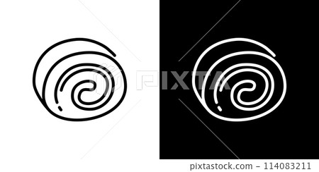 卷蛋糕線描圖標 114083211