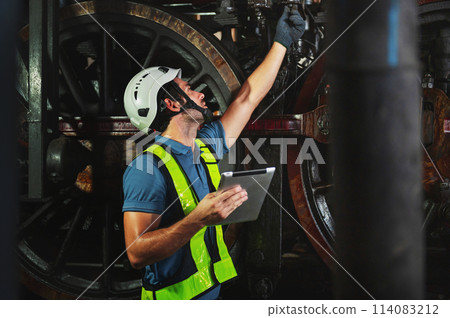 maintenance engineer working operating machines in industry factory maintenance engineer working operating machines in industry factory 114083212