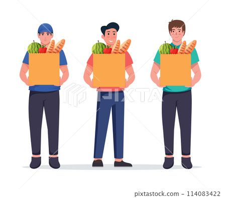delivery man holding delivery box vector illustration delivery man holding delivery box vector illustration 114083422