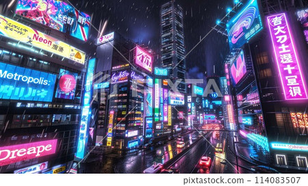 賽博朋克夜景城市景觀 114083507